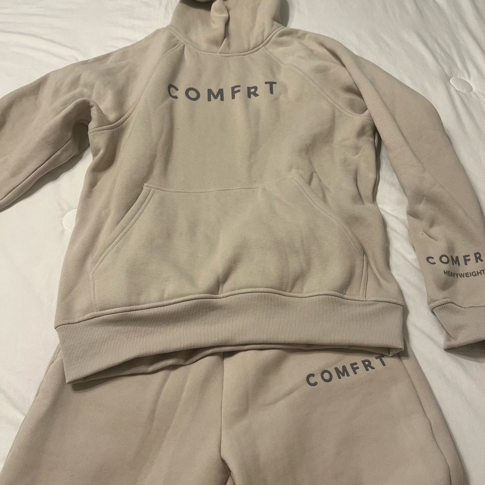 Beige COMFRT Hoodie and Sweatpants Set